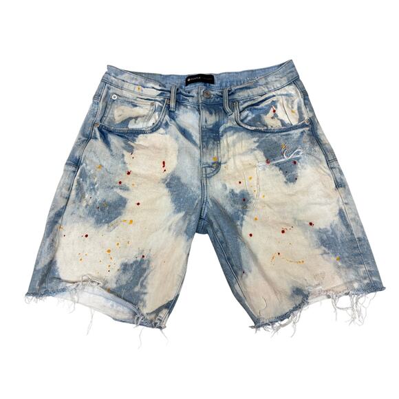 Purple Brand P020 Light Faded Bleached Out Splatter Jean Shorts Jorts Men's 31 - Picture 1 of 13